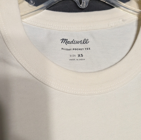 Madewell Allday Pocket Lighthouse Cream Short Sleeve Cotton Crew Neck Tee XS NWT - Picture 4 of 8